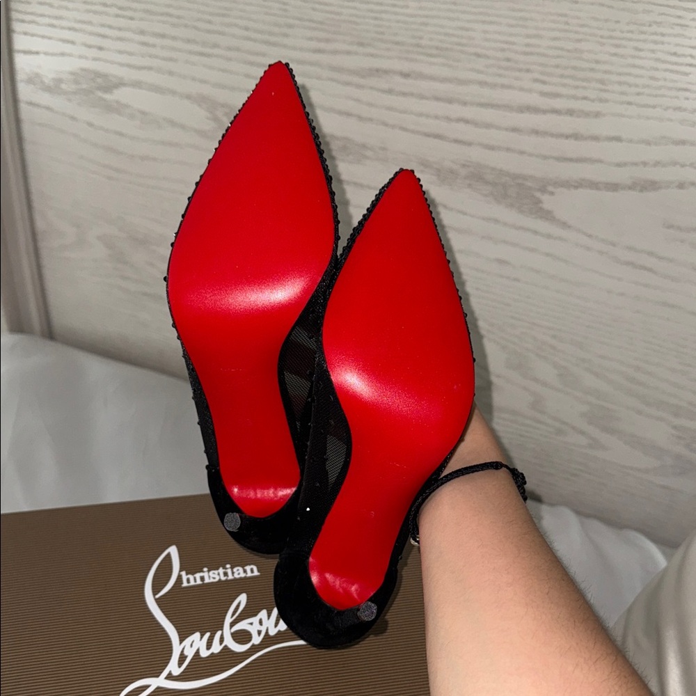 Christian Louboutin Black Mesh Stilettos - Picture 5 of 6